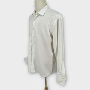 Kenneth Cole New York Slim Fit Non Iron White Dress Shirt Men 17 1/2 34/35